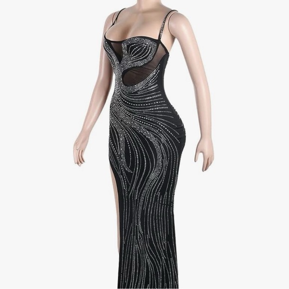 Elegant Black Sheer Beaded Dress - Extra Large Stretch Cocktail Party Dress XL - Picture 11 of 11